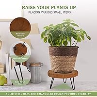 Vista 2 de Athaliah Soporte de madera para plantas, mini soporte de elevación media, 2 unidades de taburete de madera para plantas de interior (marrón)