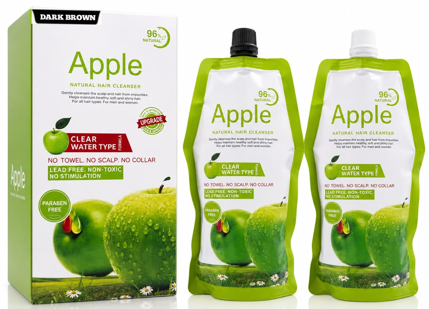 Apple ammonia -free Clear Water Type Hair Color Shampoo Dark Brown | Ammonia-Free Hair Colour Shampoo for Men & Women | Instant Grey Hair Coverage | Long Lasting Natural Looking Color | Easy No-Bowl No-Brush Application-image-18