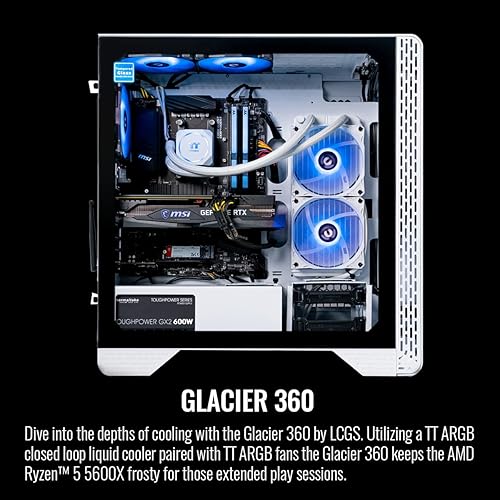 Miniatura 5 de Thermaltake Glacier 360 PC refrigerada por líquido (AMD Ryzen 5 5600X, RTX 3060, 16GB 3600Mhz DDR4 ToughRAM memoria RGB, 1TB NVMe M.2, WiFi, Win 10