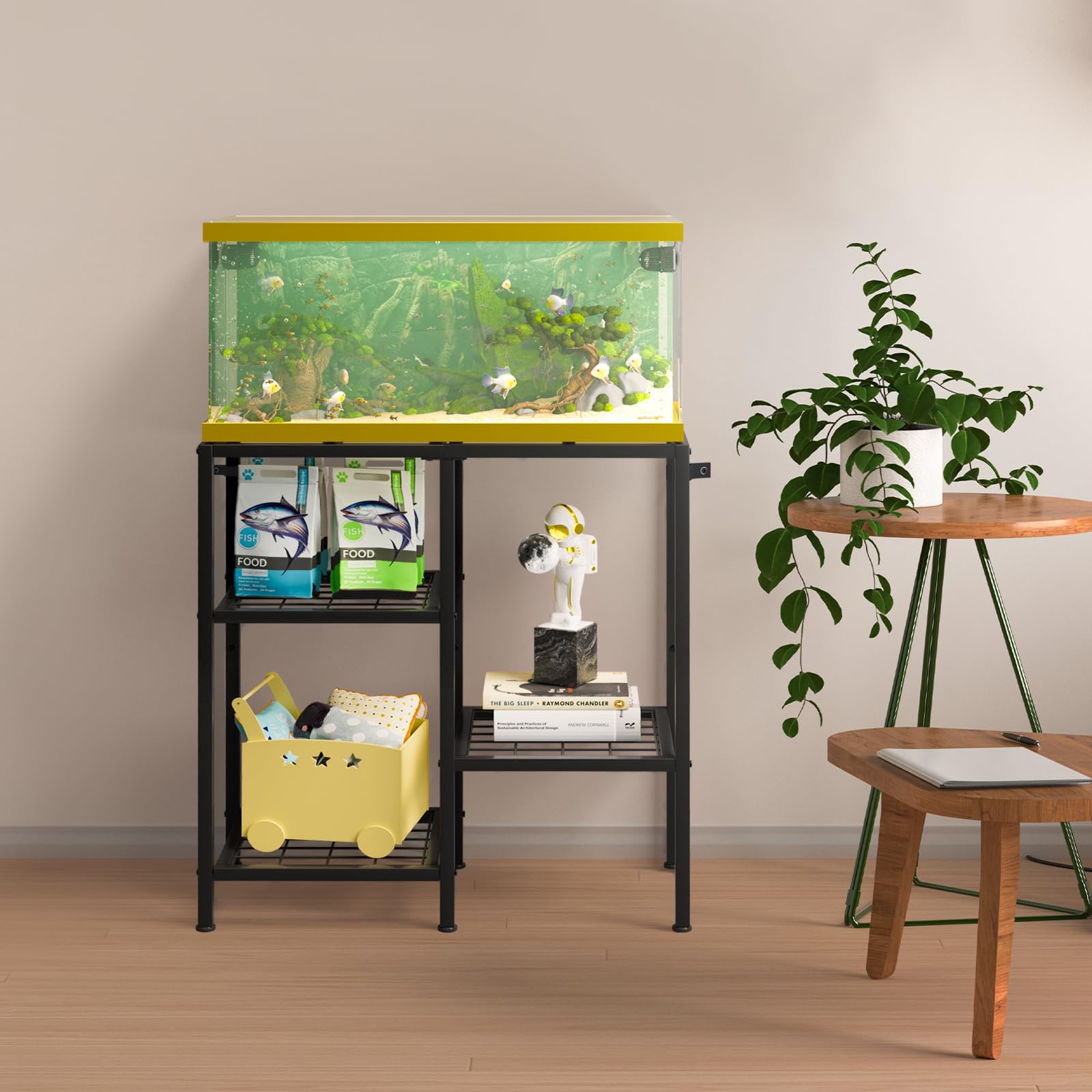 CADUKE Stojak do akwarium, metalowy stojak na akwarium, stojak na akcesoria do akwarium, 3-poziomowy stojak terrarium z żółwiem, gadami, do salonu, biura