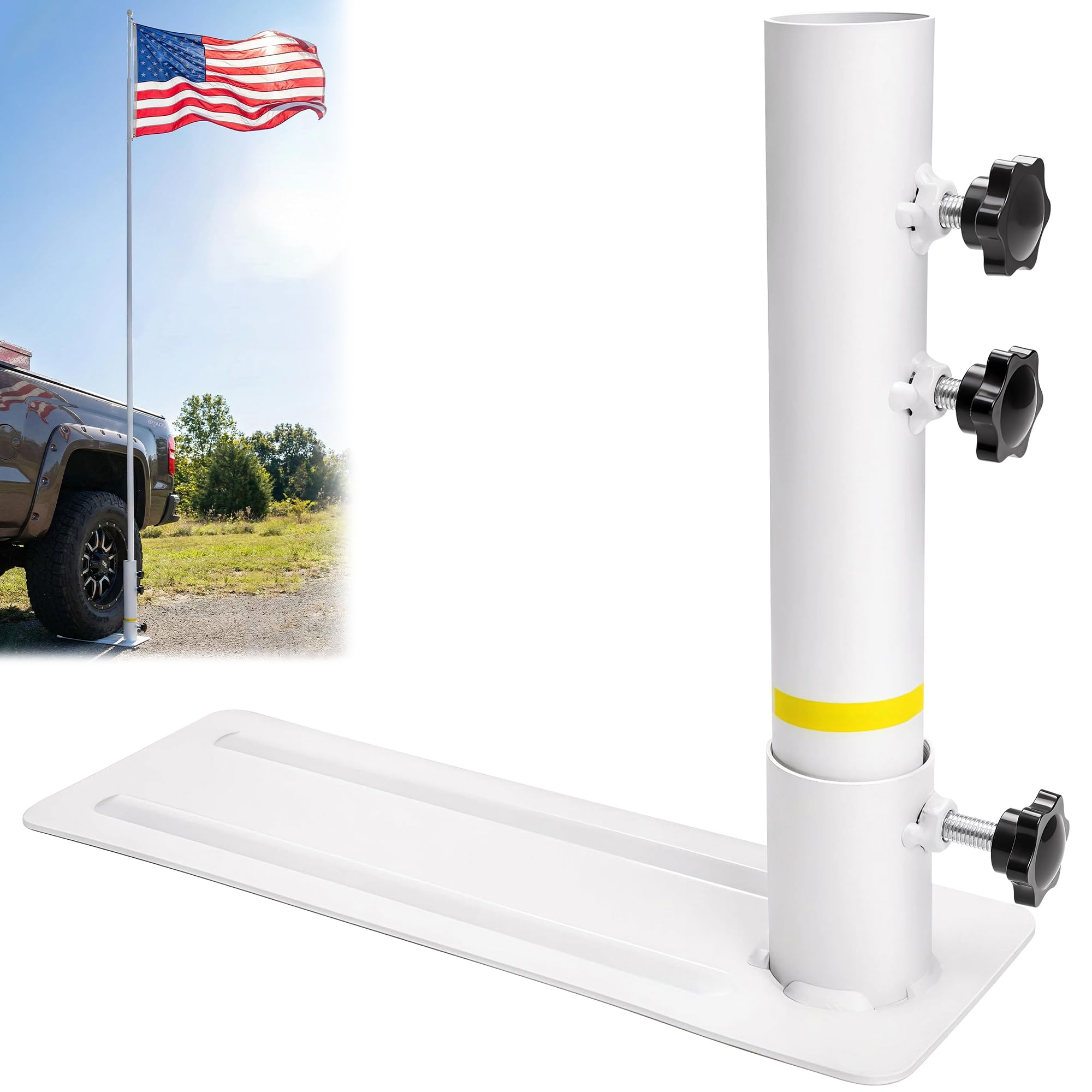 SFNSM Metal Tailgate Flag Pole Tire Mount, Portable Flag Pole for Tailgating Flagpole with Tire Stand Fits 1.77" Heavy Duty Tire Flag Pole Holder for RV Camping Us Flag Fixed