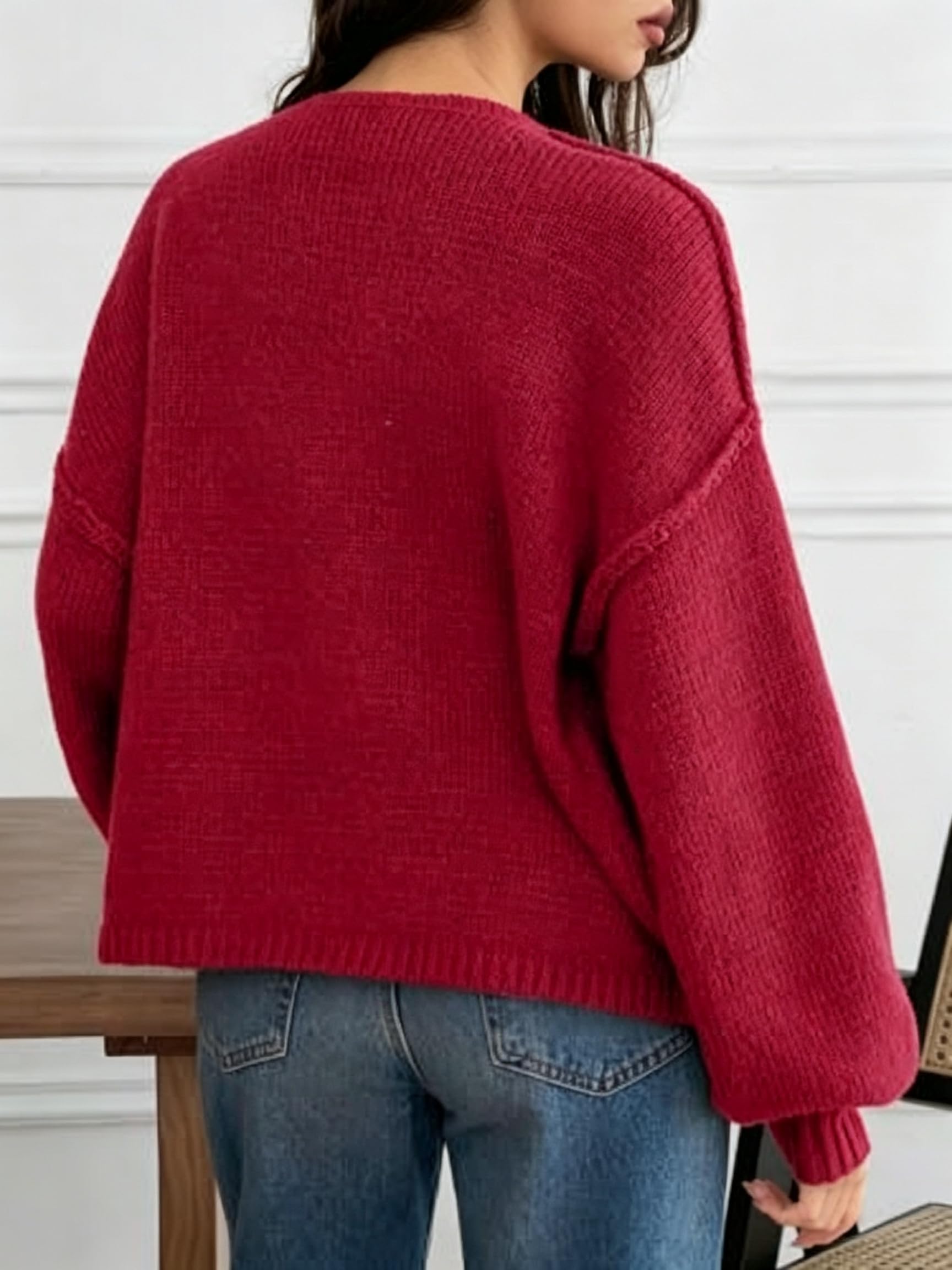 Cardigan Corto Da Donna In Maglia Grossa Maglione Oversize Cappotto con Bottoni Maniche A Palloncino Cardigan Lavorato A Maglia Comodo Cappotto Maglione Dalla Vestibilità Ampia per Donna Outfit Cas