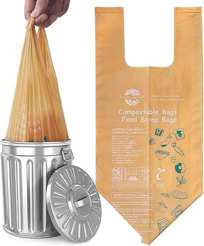 Bolsas de basura compostables de 1.6 galones, bolsas de basura pequeñas para contenedor de encimera, extragruesas de 0.78 mils, certificado US BPI