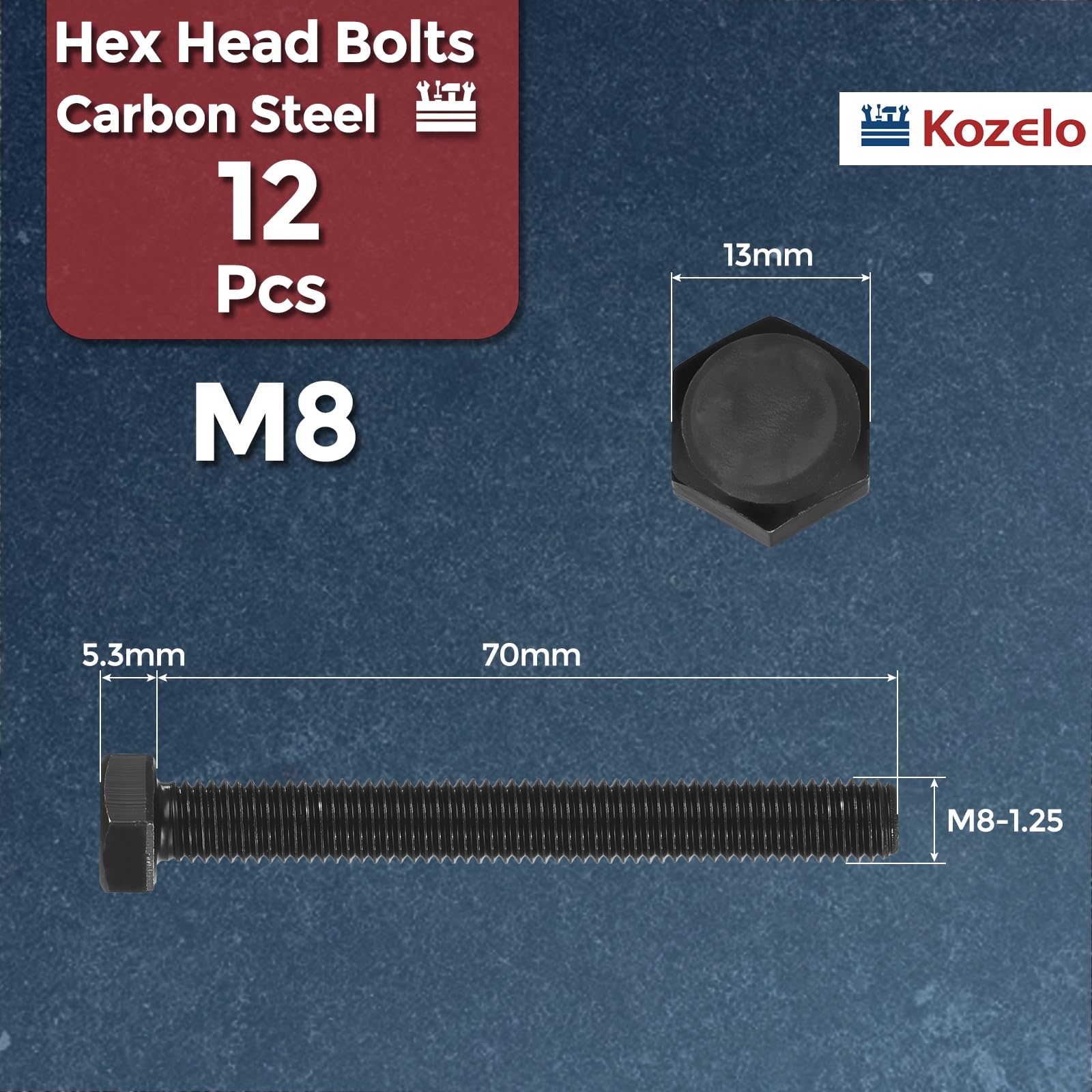 Kozelo 12 Pcs Hex Head Screws Bolts - Image 2