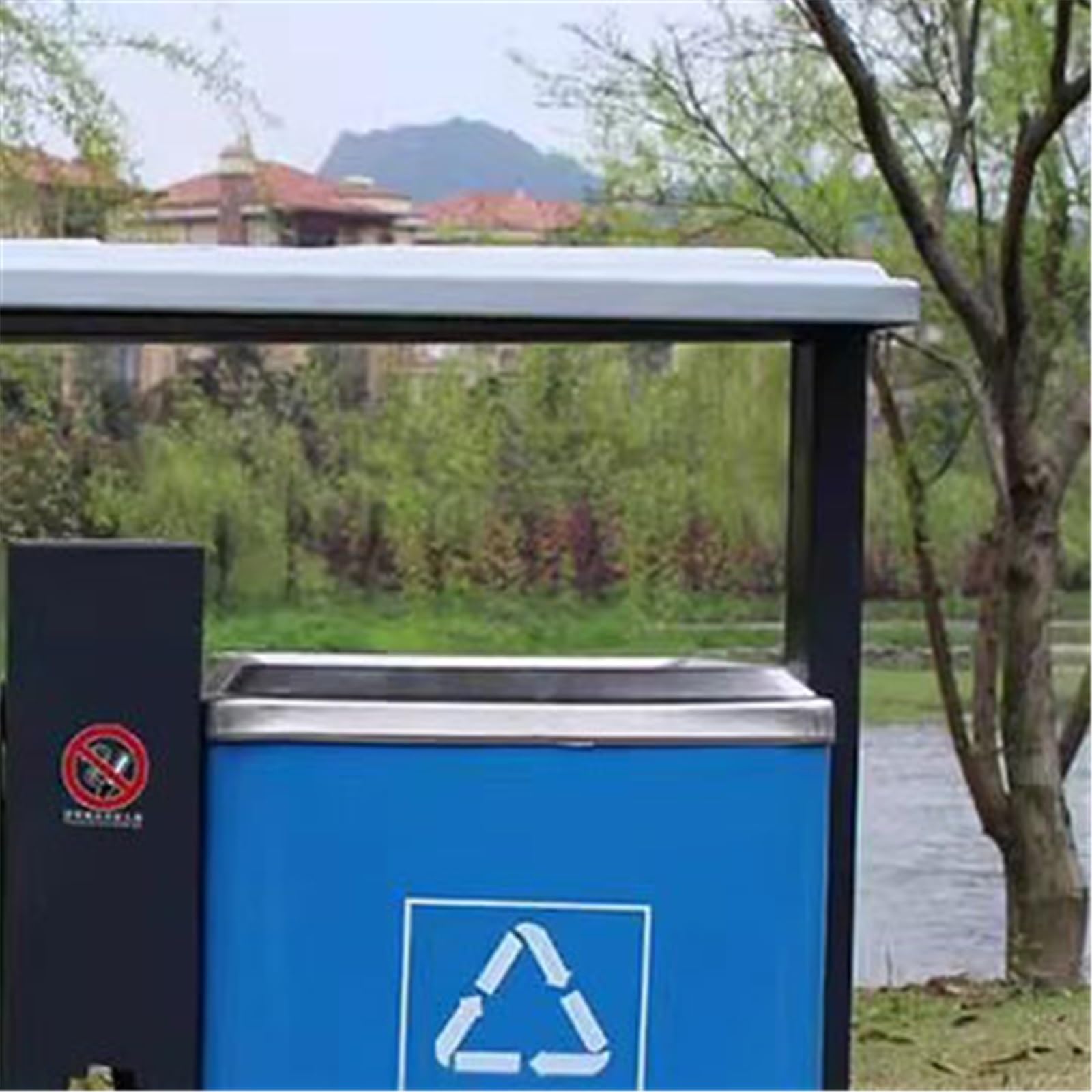Komercyjny kosz na śmieci Kosz na śmieci do ogrodu kwiatowego, metalowy kosz, recyklingu