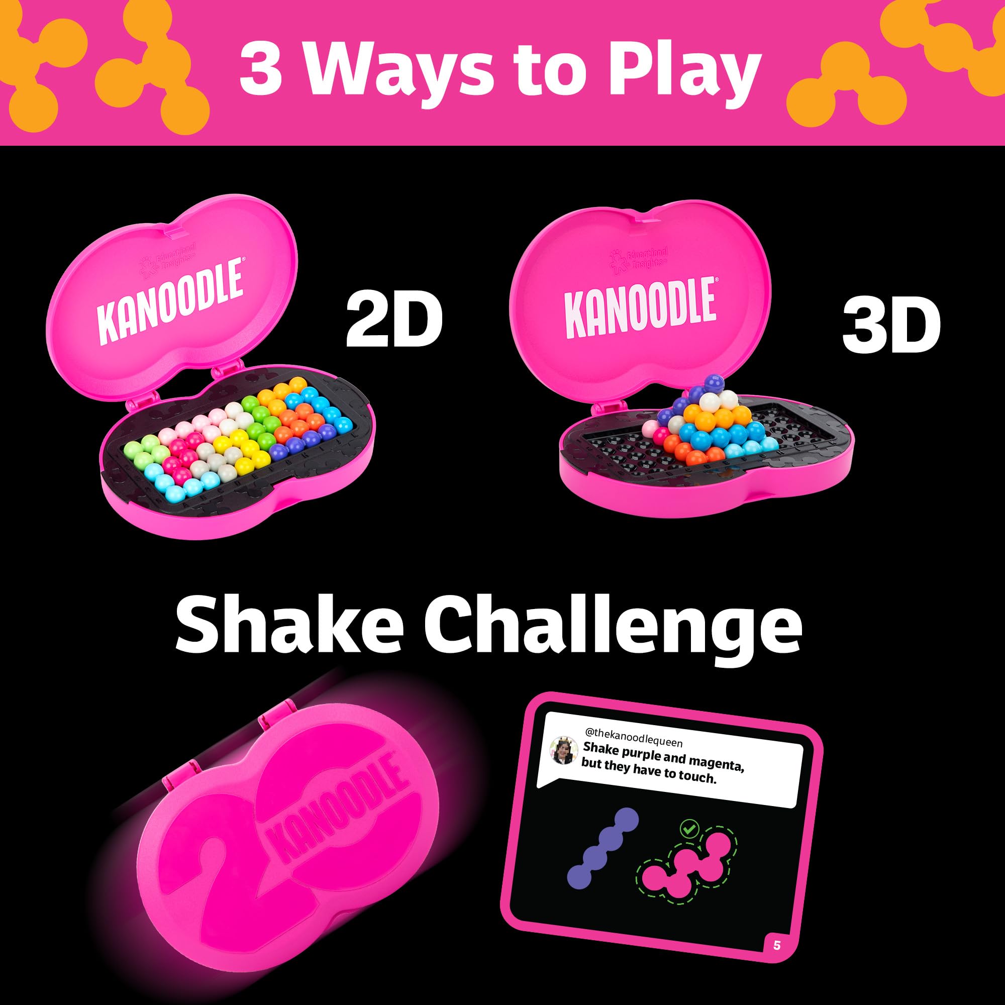 Educational Insights Kanoodle Fan Edition - 20th Anniversary (Magenta), Brain Teaser Puzzle ab 7 Jahren