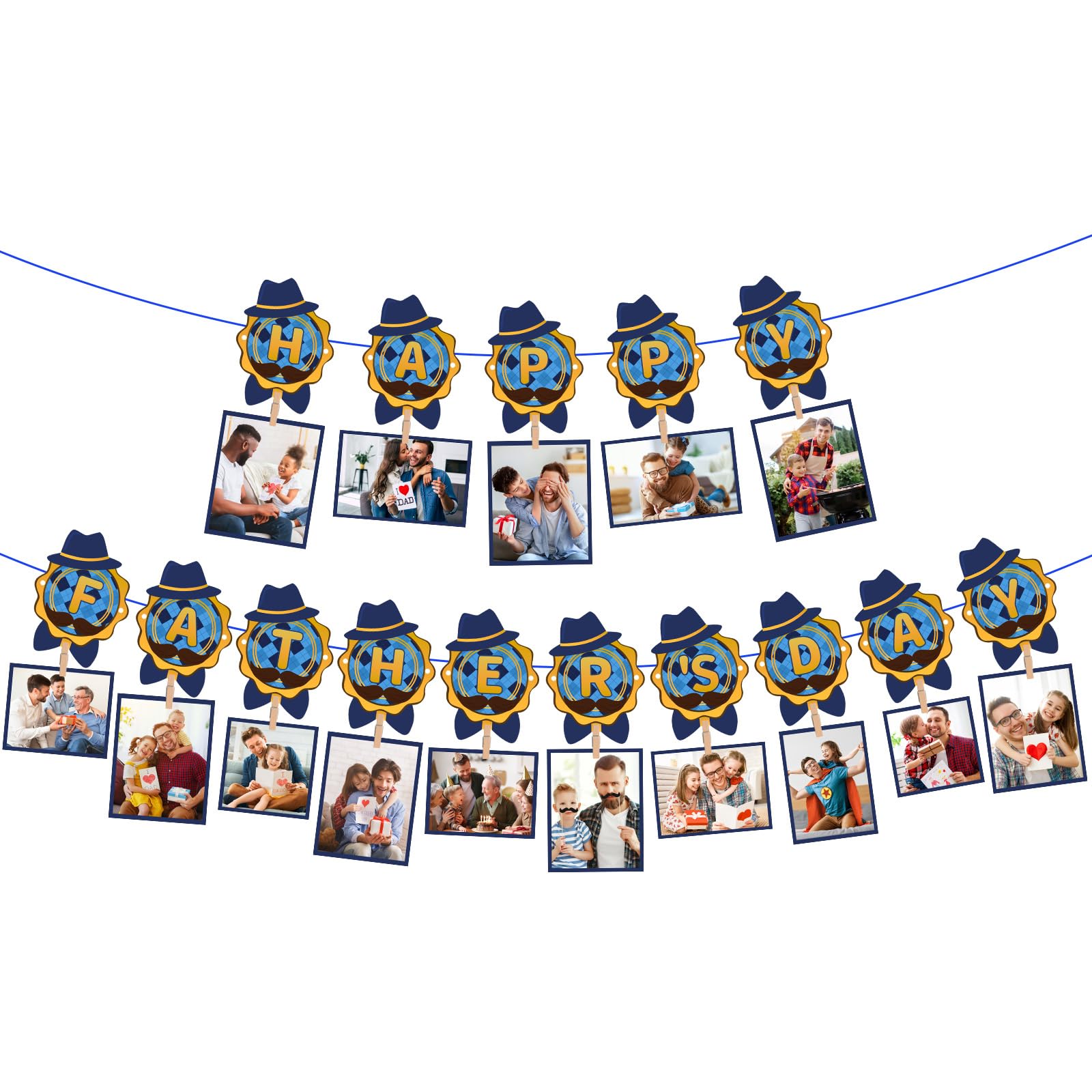 Attimal 32 Piece Father'S Day Decorating Kit Reusable Photo Banner Flags For Family Gatherings And Events Easy To Install (With Clips)