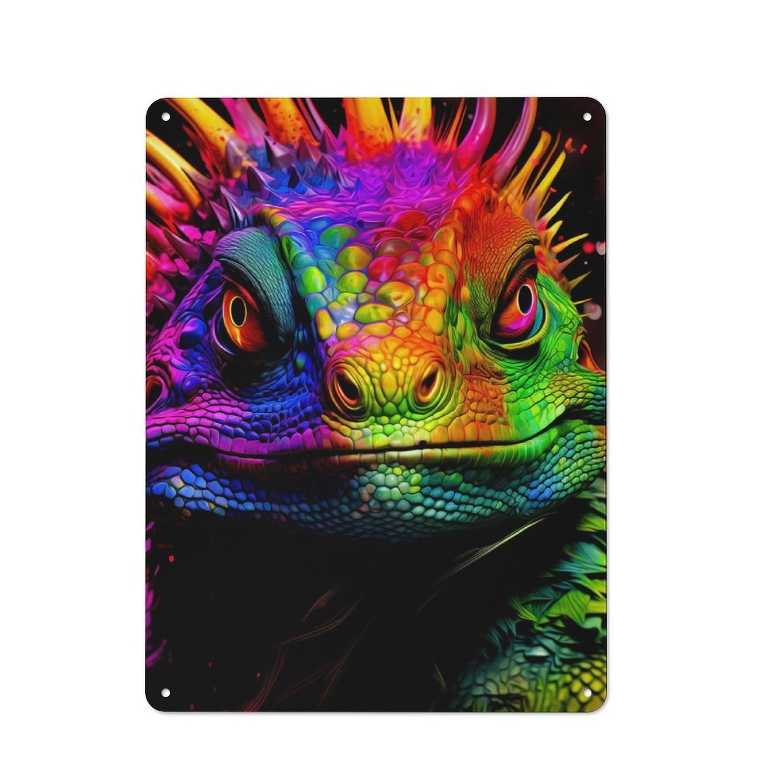 Junmoney Colorful Iguana For Garden Room Or Summerhouse, Retro Tin Sign 40X30cm, For Garage, Workshop And Man Cave Decoration