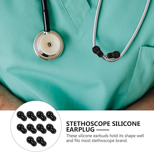 Miniatura 5 de Auriculares de repuesto para estetoscopio negro, estetoscopio suave, estetoscopio de silicona para hospital, clínica, médico, 10 unidades