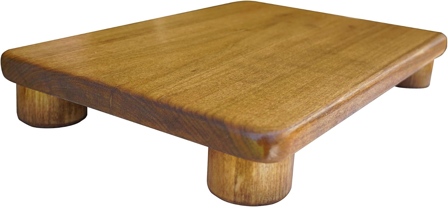 Foot Stool, 2" Tall, Poplar, Round Legs (Made in The USA) (Maple Stain)