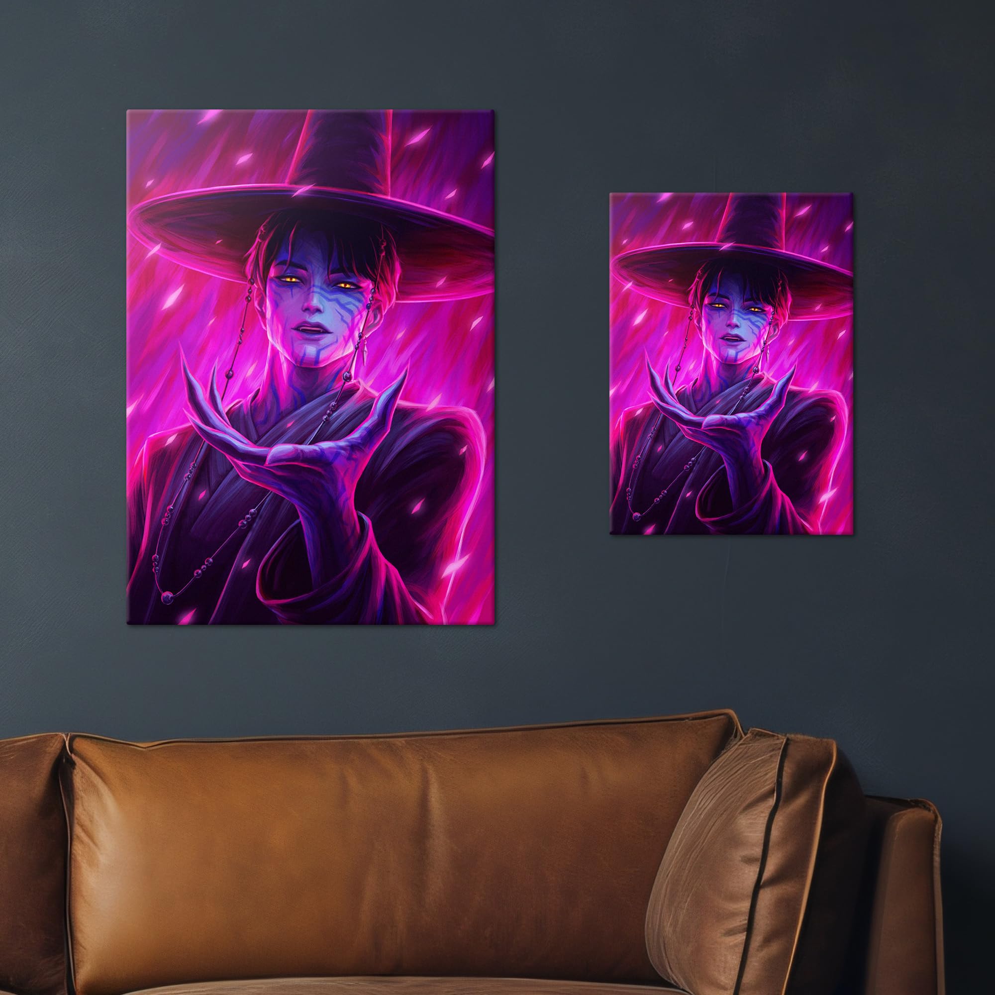 Displate Metallposter KPop Demon Hunters Wandbild - Netflix - Saja Boys - Mystic Neon Jinu - Huntrix K pop Geschenk – Premium Wanddekoration Wand Deko Wohnzimmer Film Poster - 32 x 45 cm