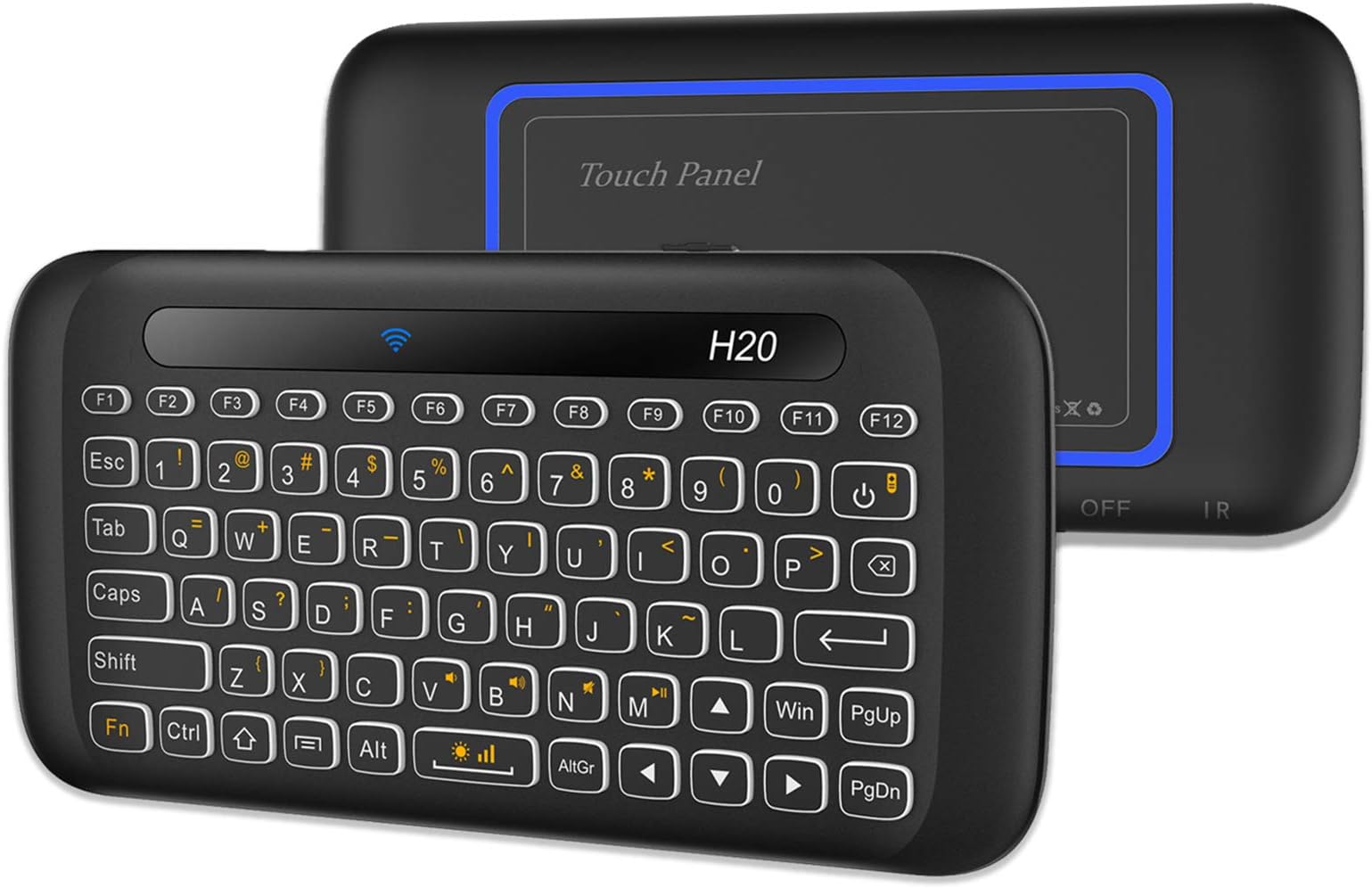 TNAIVE Mini Wireless Keyboard Mouse Combo, Adjustable Backlit Full Panel Touchpad Rechargeable Remote Control for Android TV Box, Windows, Linux, Mac, HTPC, IPTV, PC