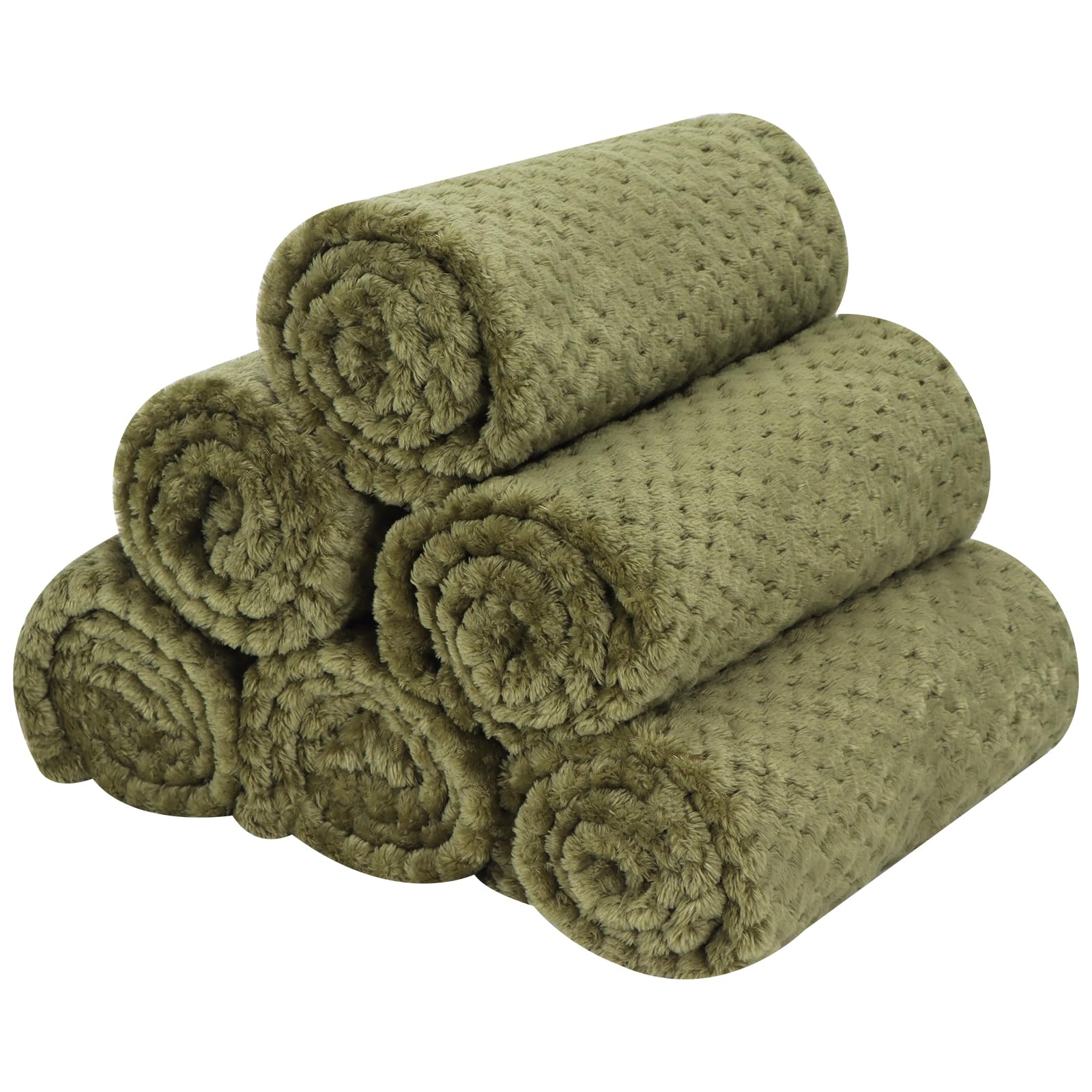 BVAGSS 6 Pack Small Dog Blanket, Super Soft Warm Pet Cover Blankets, Puppy Coral Fleece Blanket for Small Medium Dogs Cats XH075 (60 x 40 cm, Army Green)