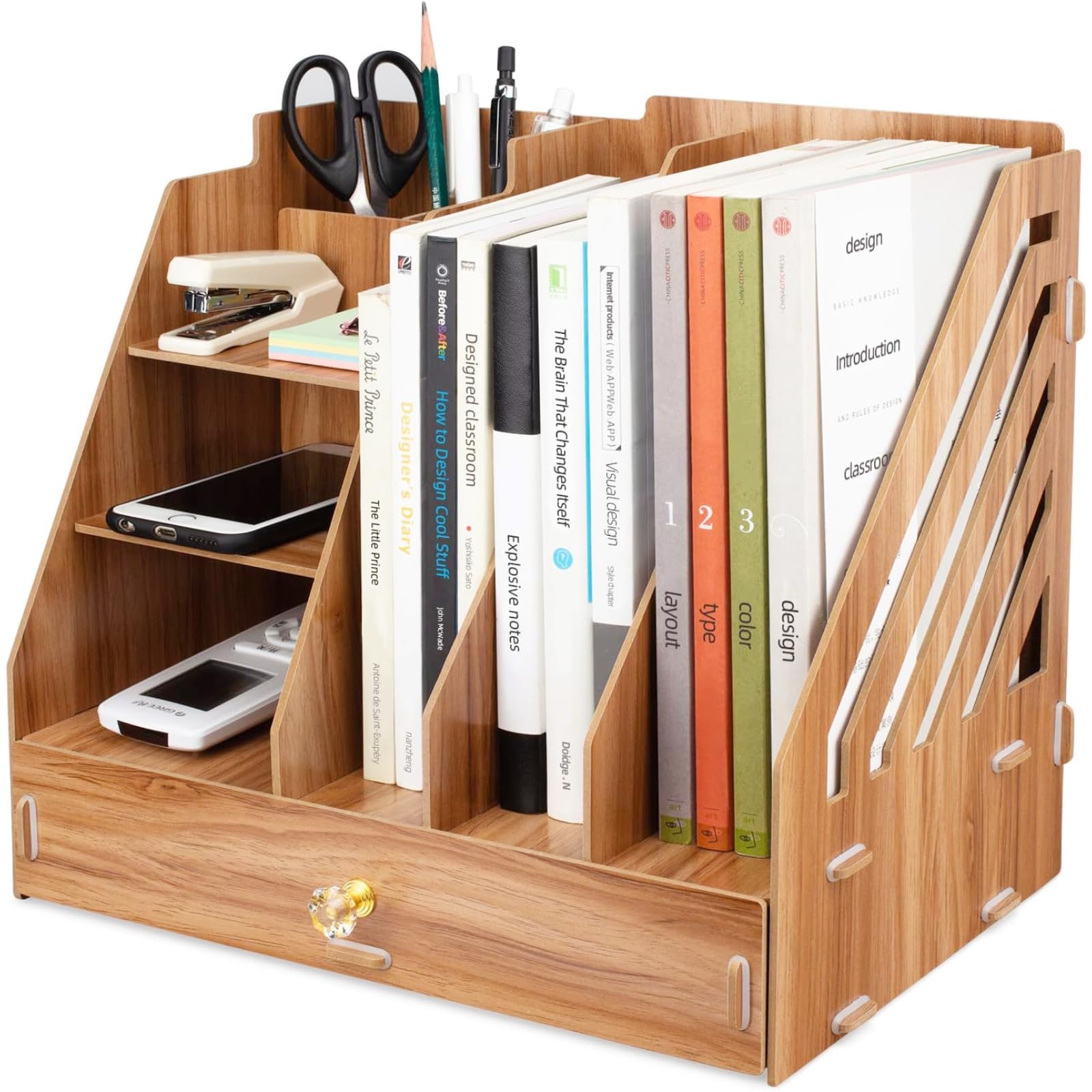 Office Wooden Stationery Desk Tidy Storage Organiser Holder Sorter for A4 Papers