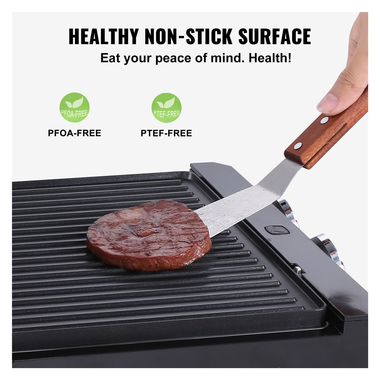 Plancha eléctrica comercial, parrilla Teppanyaki de acero inoxidable for restaurante, 14,5 ", 1500W, con placa de cocina de hierro antiadherente