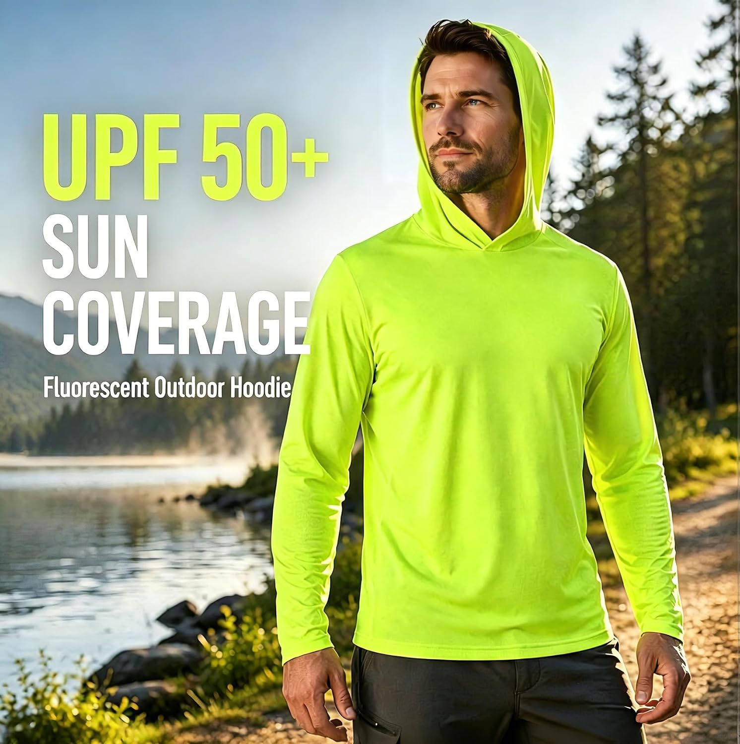 Men UPF 50+ UV Sun Protection Fishing Hoodies Long Sleeve T Shirts 5 Packs Quick Dry Athletic Running Workout image 2