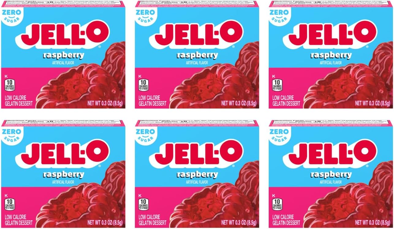 Raspberry Sugar Free Gelatin Dessert Mix (0.3oz Boxes, Pack of 6)