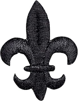 Black Fleur De Lis Embroidered Iron on Patch