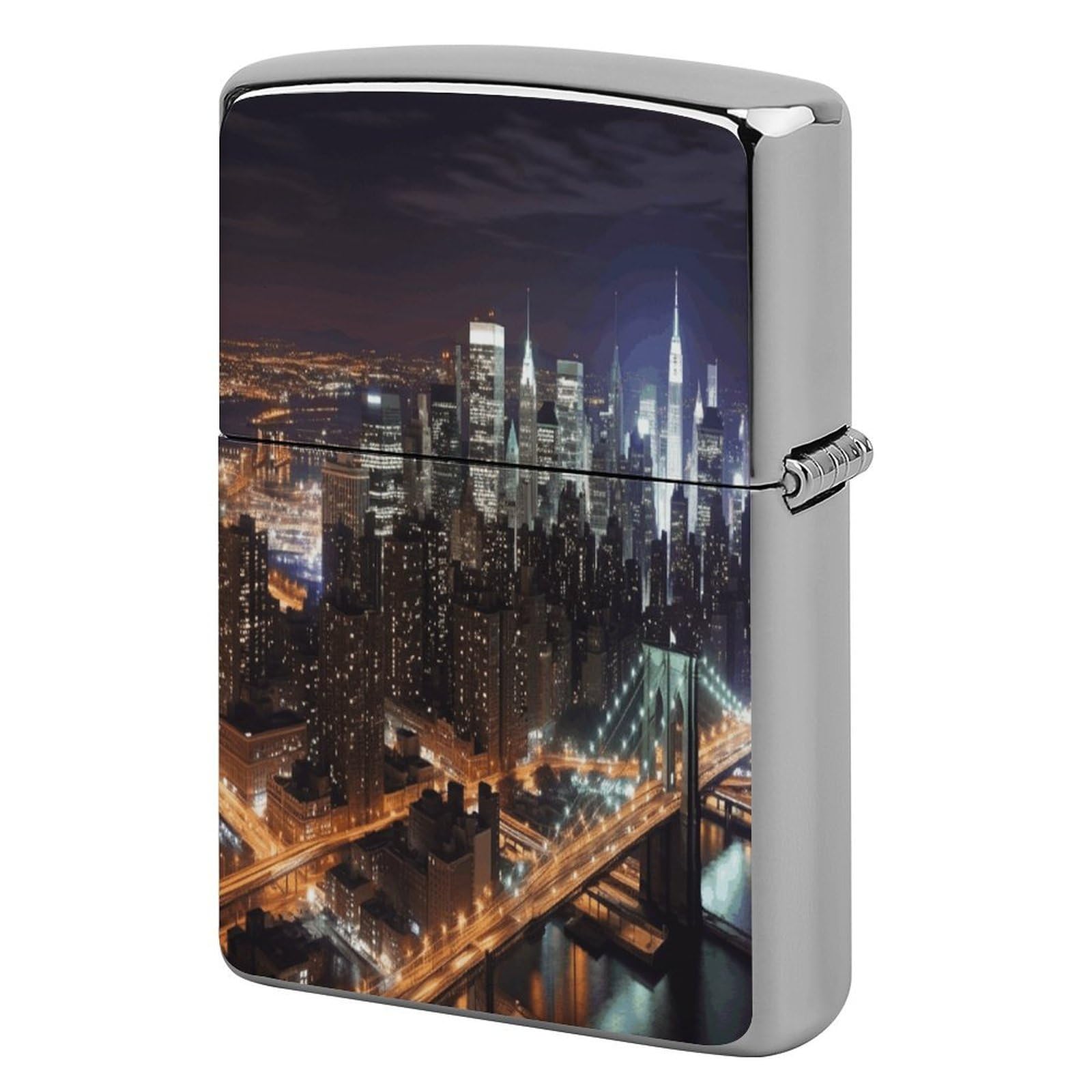 Fekiloot Style New York Night Lighter Case Cover Metal Lighter Case