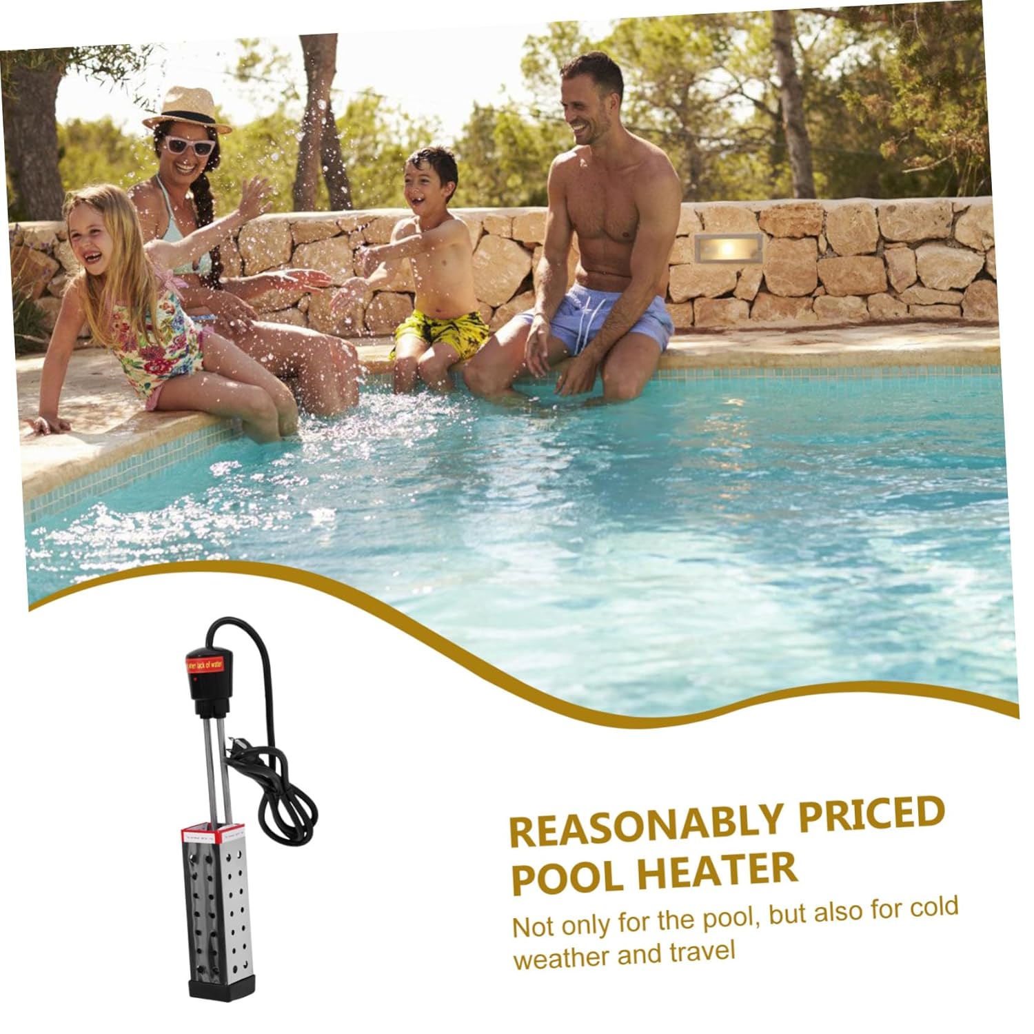 1500W Pool Heater 110-125V Heating Tube for Swimming Pools Reliable Warmer US Plug Practical Supplies for Year-Round Use