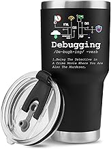 Panvola Debugging Definition Computer Programmer Student Teacher Coder Friend Coding Programming IT Vacuum Insulated Tumbler Tech Support Travel Mug Stainless Steel With Straw Removable Lid (30 oz)