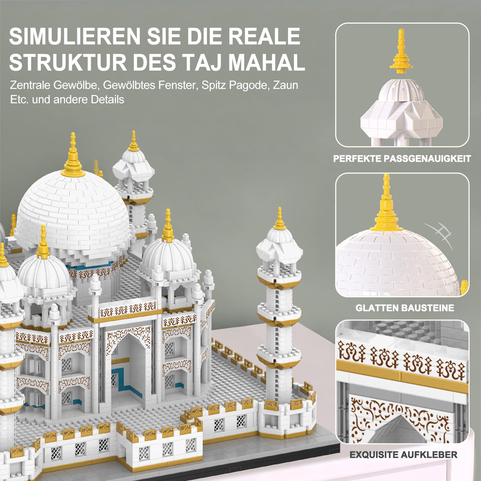 Finger Rock Juego de construcción de micro bloques de sujeción de arquitectura Taj Mahal, 4036 piezas, modelo de decoración de arquitectura de fama mundial, ideas regalo para adultos o jóvenes
