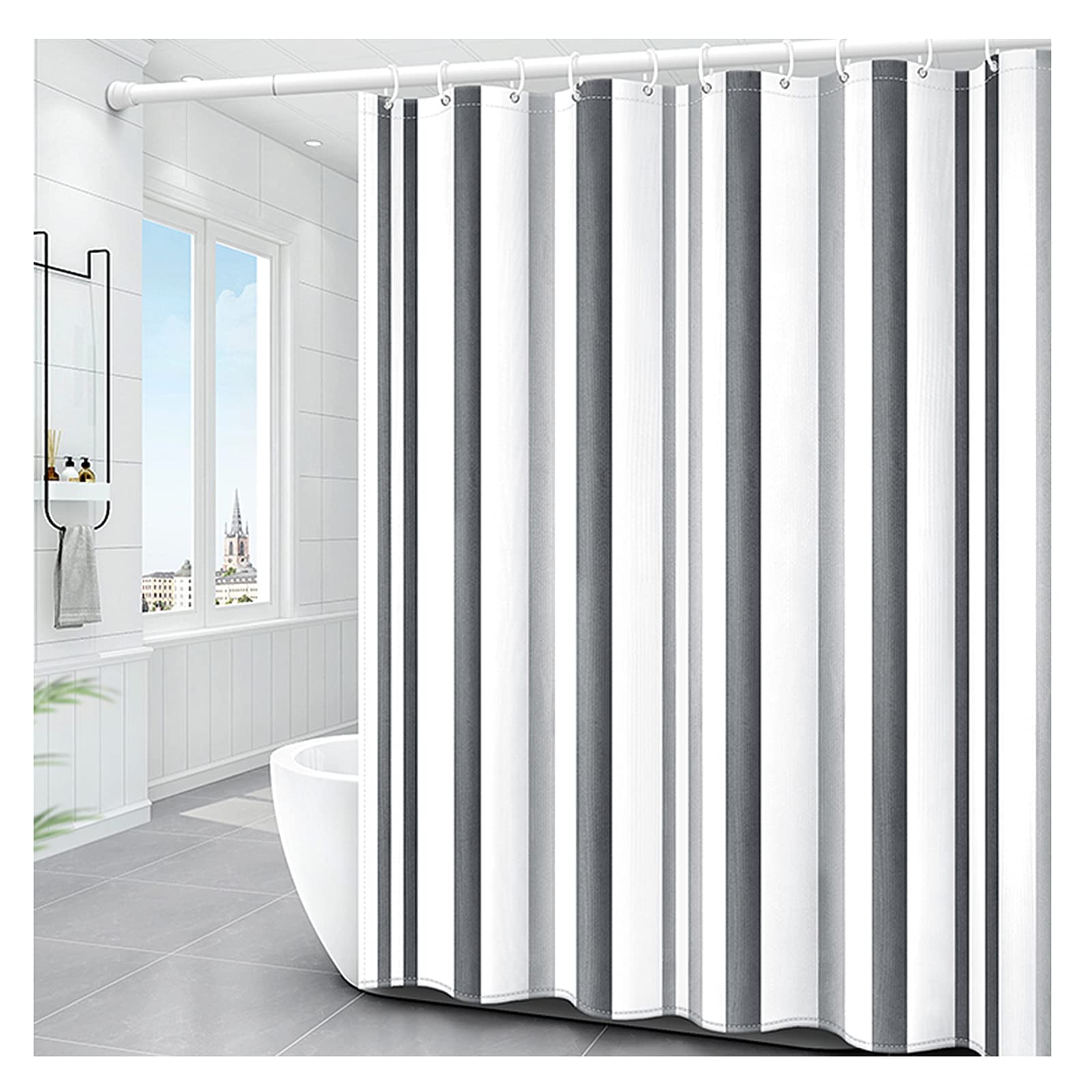 Rideau de douche pour hôtel et maison au style scandinave épuré