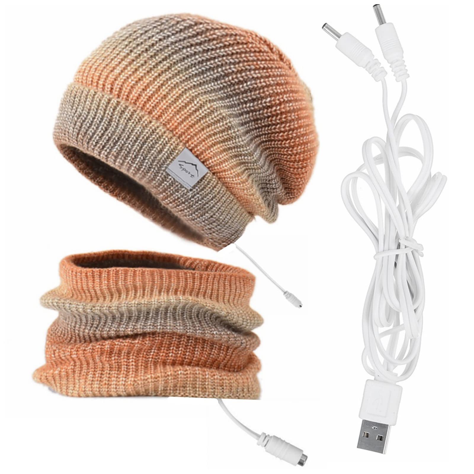 USB Riscaldato Cappello Sciarpa Set Elettrico Caldo Scaldacollo Colore Maglia Cappello Sciarpa Set Riscaldato e Cappello Calore Collo Wrap