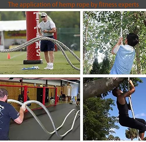 Miniatura 6 de Cuerda de yute de 1 12 pulgadas x 50 pies, cuerda de cáñamo natural gruesa y pesada cuerda náutica trenzada para manualidades, escalada, agrupación,