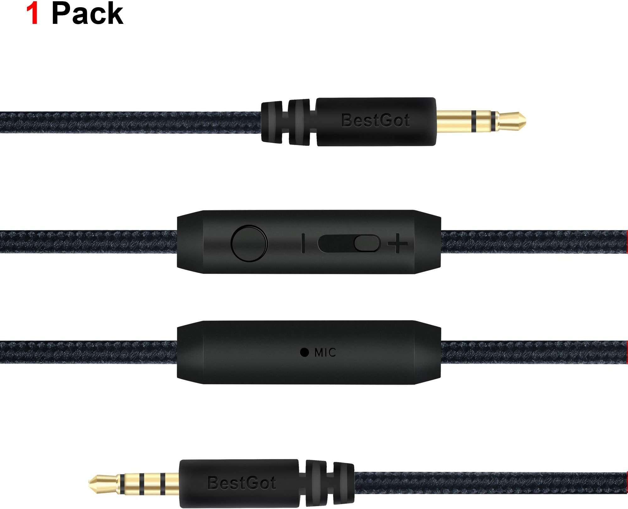 Audio Cable Aux Cord 3.5mm Headphone Cable with Microphone in-line Volume (4.3ft / 1.3m) for PS4 Controller, Headphones,Home/Car Stereos and More (1 Pack Black) Upgrade