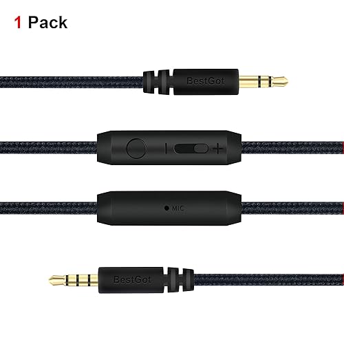 Miniatura 9 de BESTGOT Cable de audio con micrófono de control de volumen, cable auxiliar de 0.138 in (4.3 pies4.3 ft) para controlador PS4, auriculares, tableta,