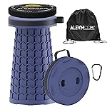 ALEVMOOM Upgraded Collapsible Stool with Cushion & Bag, 18 H Portable Retractable Telescoping Folding Stool for Adults, Lightweight But Sturdy Capacity 600 lbs for Camping Fishing Hiking Travel