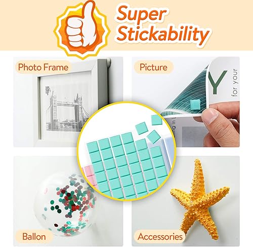 Miniatura 4 de 408 piezas adhesivas extraíbles para pared, seguras para pared, masilla multiusos para colgar fotos, museos y fotografías de arte (verde, blanco,