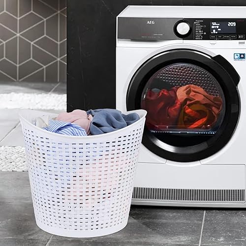 Miniatura 4 de Sadstory - Cesta de plástico para la ropa sucia de 40 L, cestas grandes de plástico, color blanco, paquete de 6