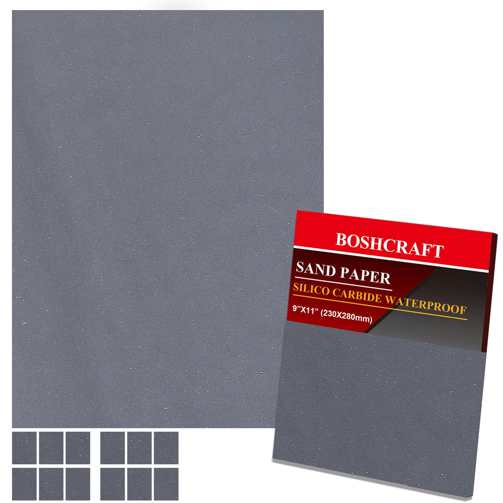 Boshcraft Papel de lija de grano 1000, papel de lija húmedo y seco para lijadora de mano de madera, metal, papel de lija, hojas de papel de lija de corte para uso de 9 x 11 pulgadas/12 hojas