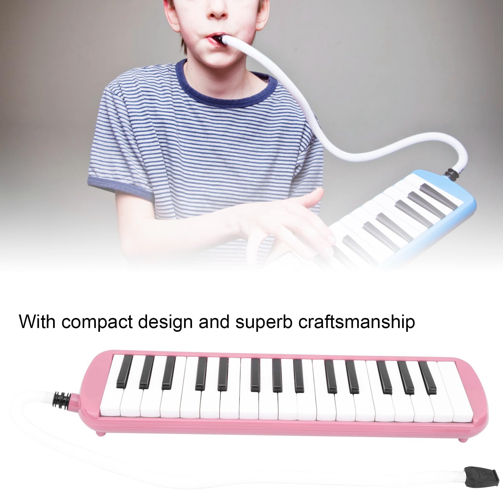 Melodica-Instrument mit 32 Tasten, Keyboard-Musikinstrument Im Klavierstil für Anfänger und für die Übungstasche Zum Musiktraining (Rosa)