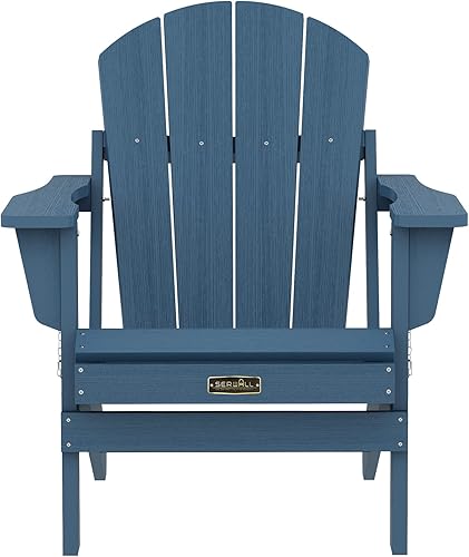 Miniatura 12 de SERWALL Sillas plegables Adirondack resistentes a la intemperie para exteriores, patio, césped, jardín, terraza trasera, hoguera, color azul