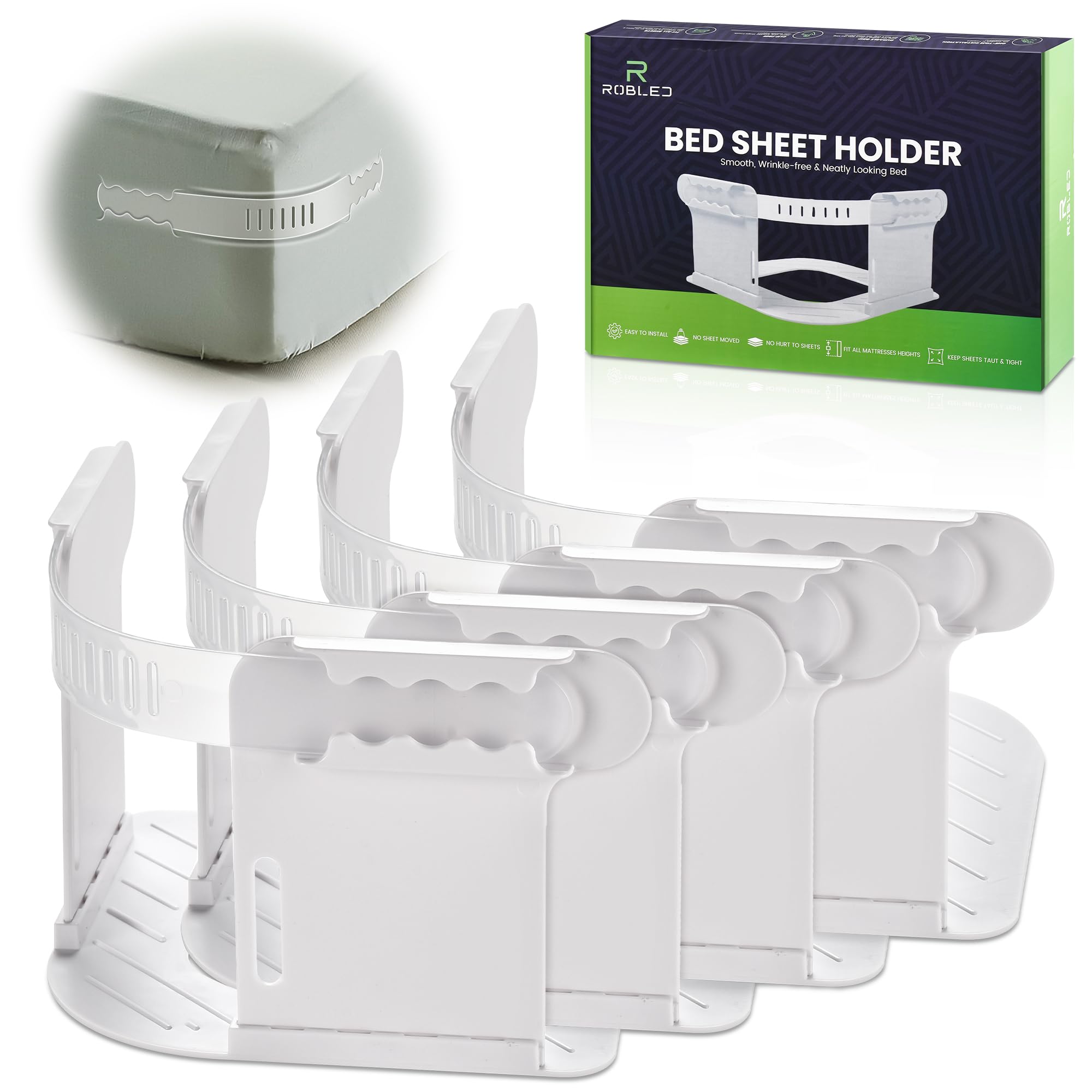 ROBLED Bed Sheet Holder for Bed Corners Sheet Locks Tight All Night