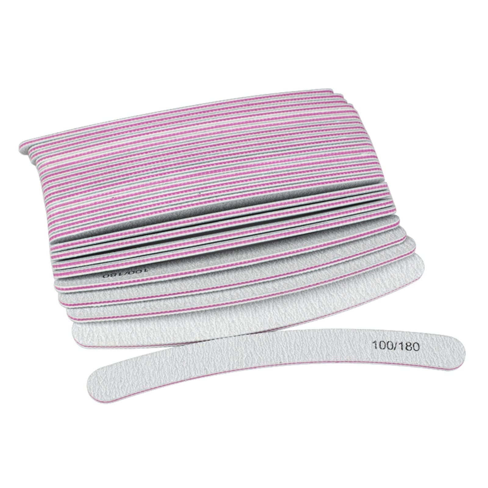 TRUSTTWO 100 pz/Lotto Carta Vetrata Lima for Unghie Acylic Lucidatrice Manicure File 100/180 Professionale Curvo Buffer Grigio Banana Lime for Unghie The New