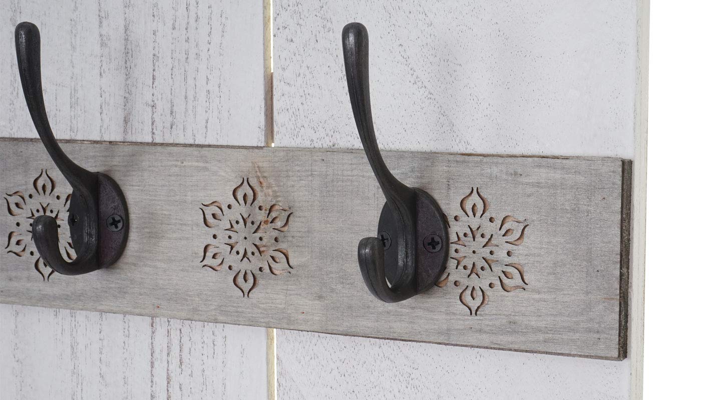 Mendler HWC-C89AM Home - Perchero de Pared Colgador Ropa, 8 Ganchos, 91 x 60 cm, Color Blanco