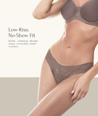 Felina Stretchy Lace Low Rise Thong - Sexy Underwear for Women, Thongs for Women, Seamless Panties for Women (6-Pack)