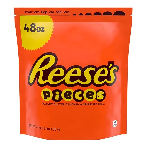 REESE'S PIECES Peanut Butter in a Crunchy Shell, Candy Bulk Bag, 48 oz (Pack of 2)