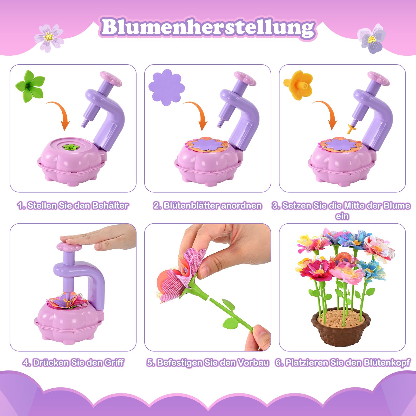 BlueSwan Bastelset Kinder, Geschenk Mädchen 4 5 6 7 8 9 10 + Jahre | Blumenpresse, Mitgebsel Kindergeburtstag Gastgeschenke, Blumen Basteln, Garten Diy ADHS Spielzeug, Fördert Feinmotorik