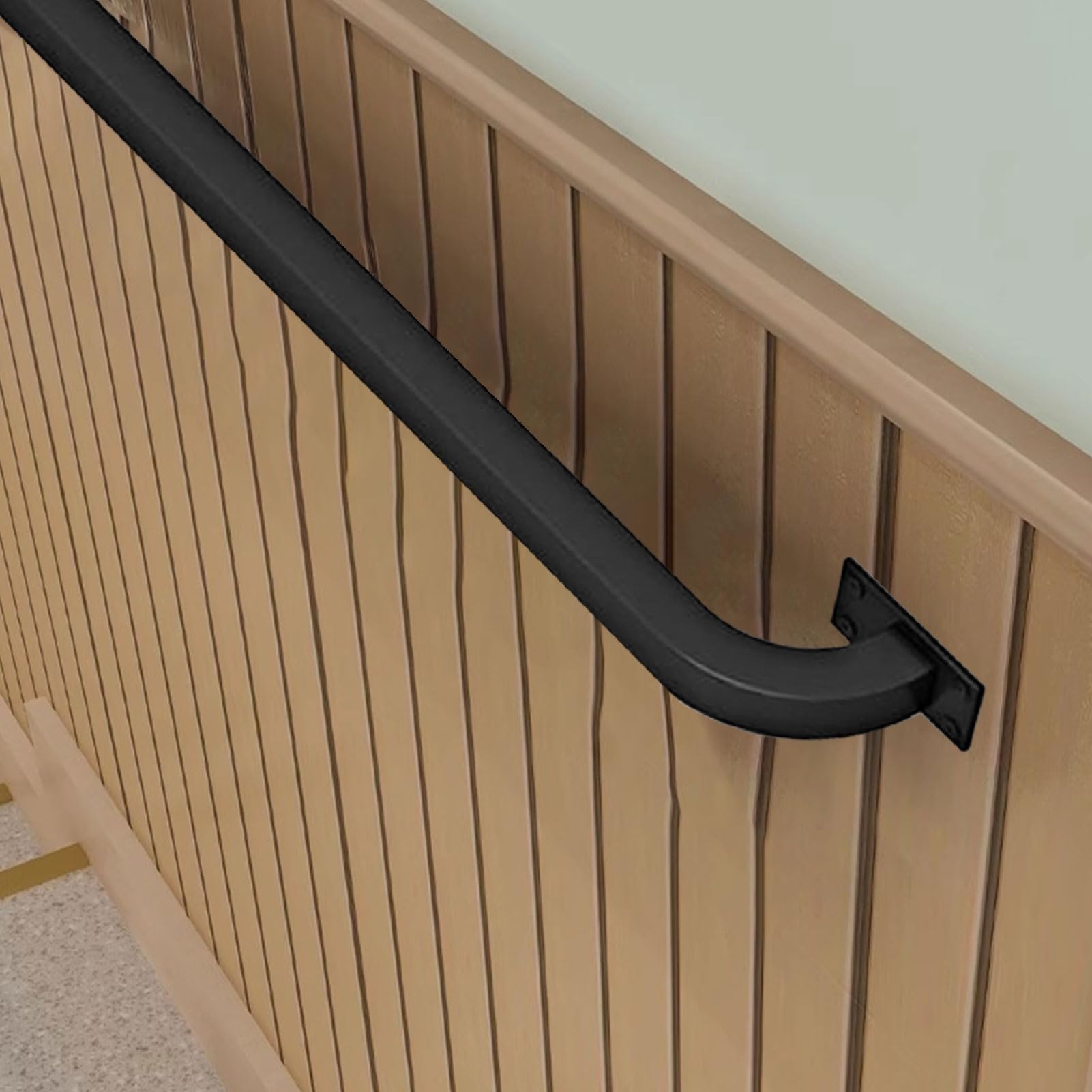 Schwarze quadratische Treppe ils mit Wandhalterungen und Metallschrauben, 2,5 m Innen-/Außenhandgeländer für Badezimmer, Korridorstufen