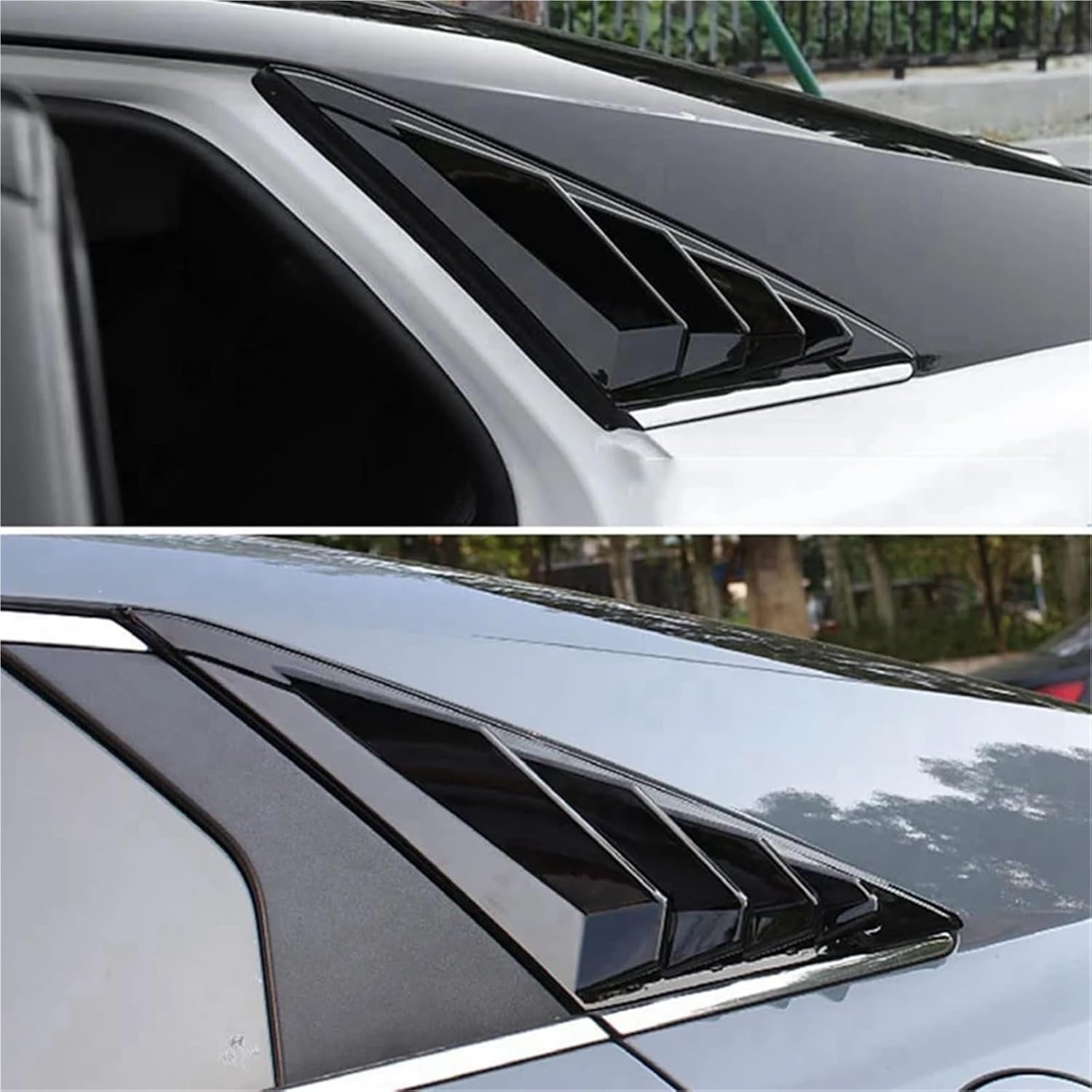Car Rear Window Louver Shutter Cover Trim Compatible with Hyundai Elantra 2021 2022 Air Vent Scoop Shade Accessories(Carbon Fiber)