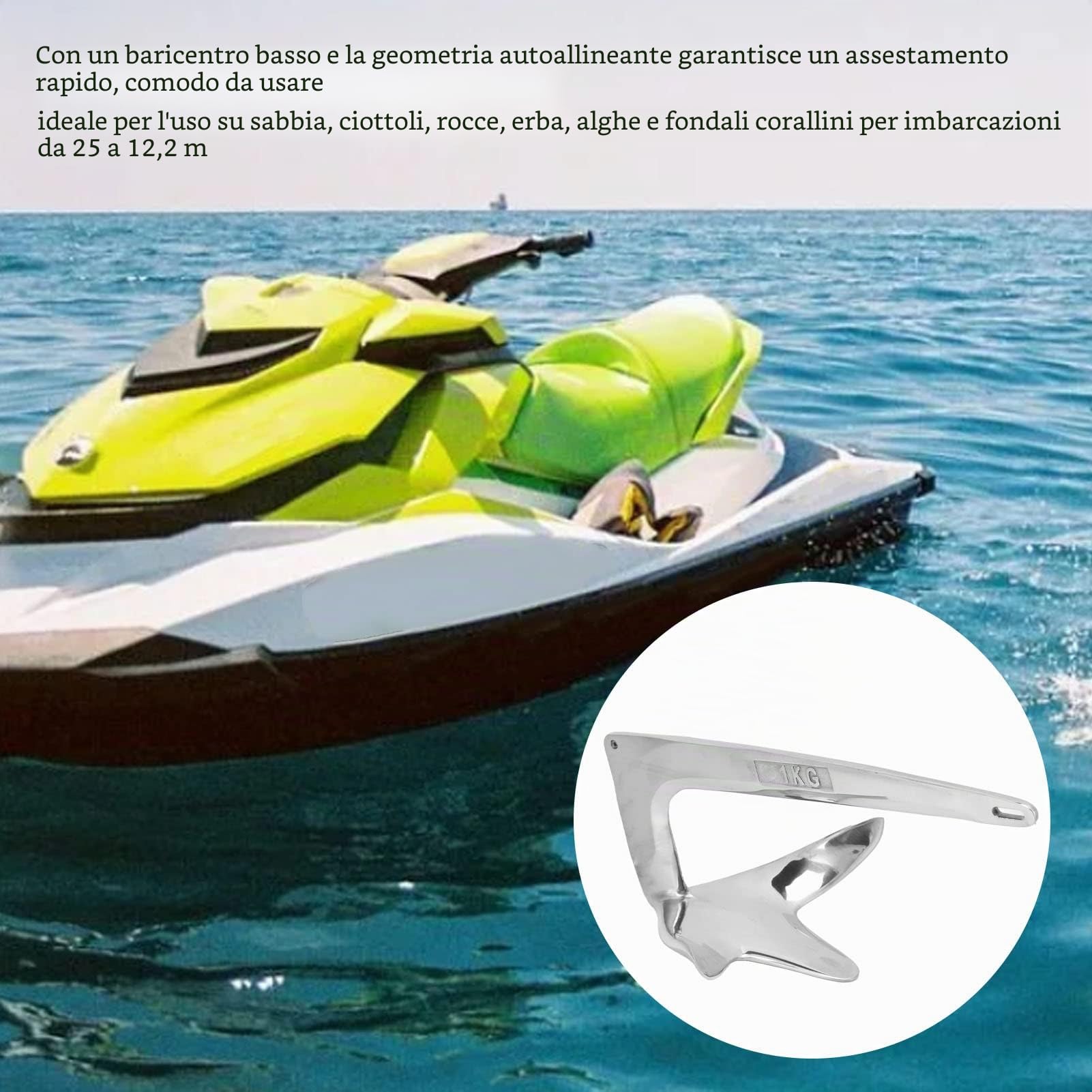 Aramox Ancora per Barche, 1Kg316 Acciaio Inossidabile Bruce Anchor Solid Fill 2.2Lb Pezzi di Ricambio per Yacht per Barche
