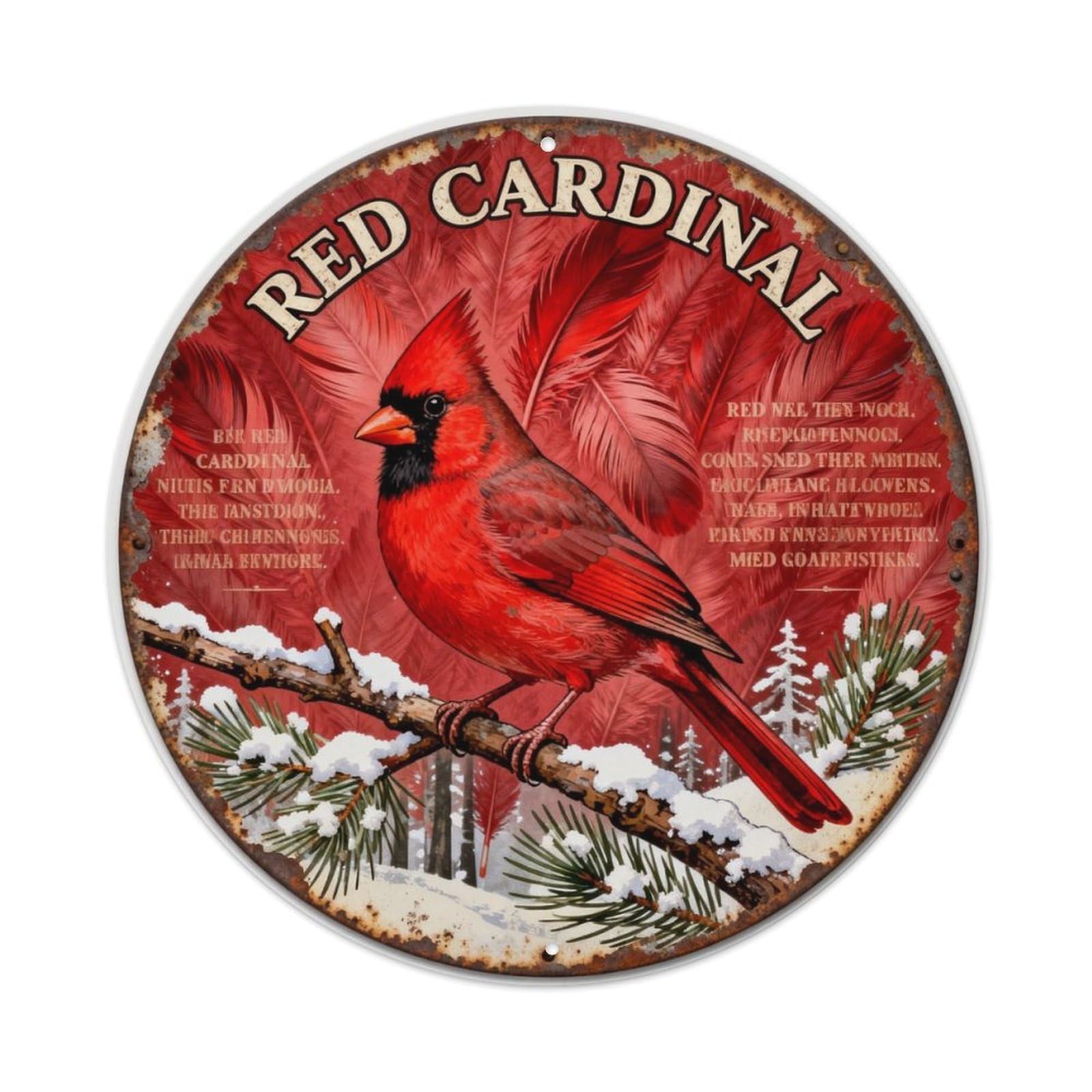 RED CARDINAL Metal Tin Sign Plaque
