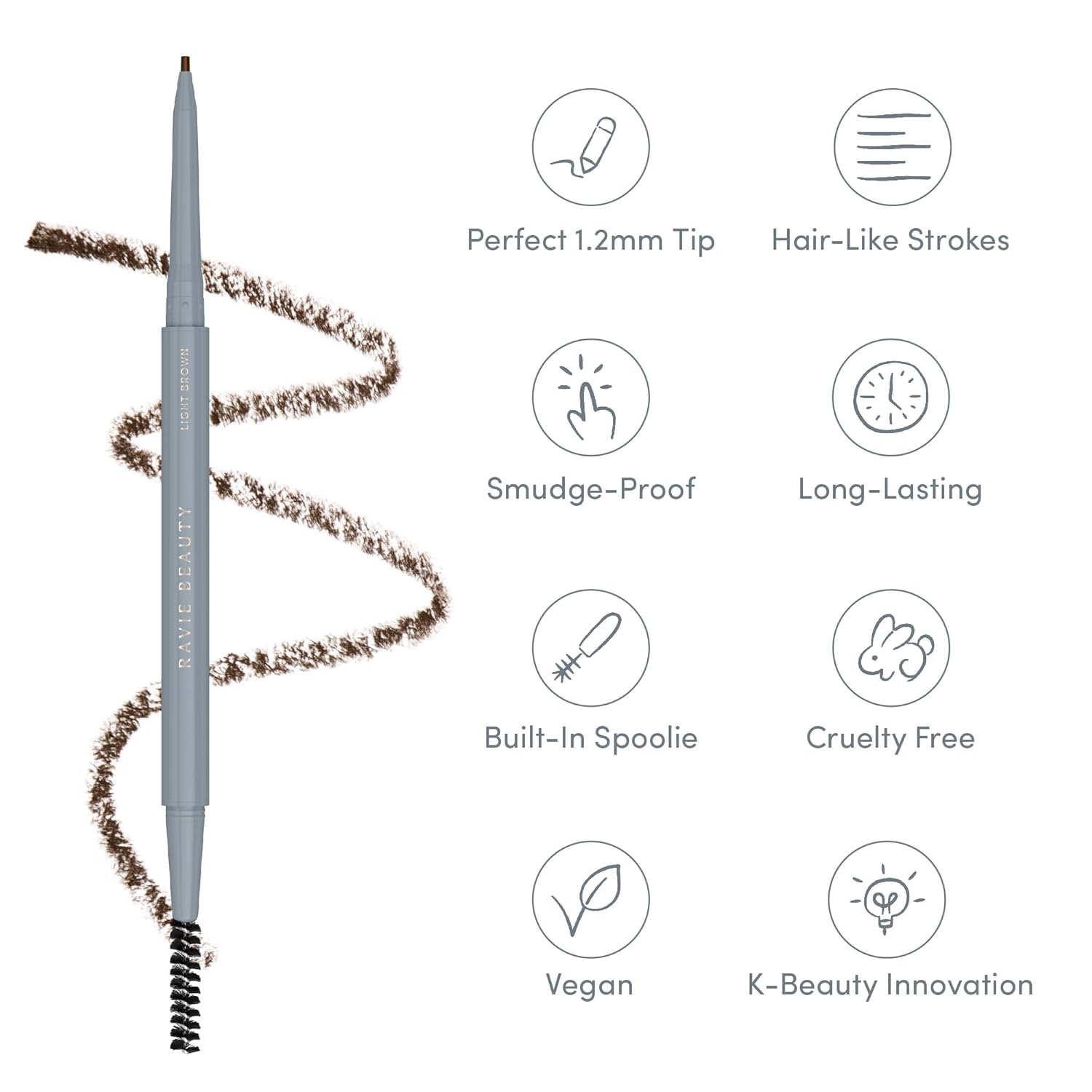 Ravie Beauty Easy Everyday™ Brow Pencil - Best Eyebrow Pencil for Women, Smudge Proof Hair-Like Strokes, 1.2mm Precision Tip with Spoolie, Vegan (Light Brown) - Image 2