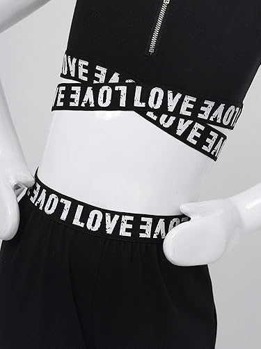 Miniatura 7 de dPois Conjunto de brasier deportivo de hip hop para niñas y niñas, con pantalones atléticos, pantalones de calle