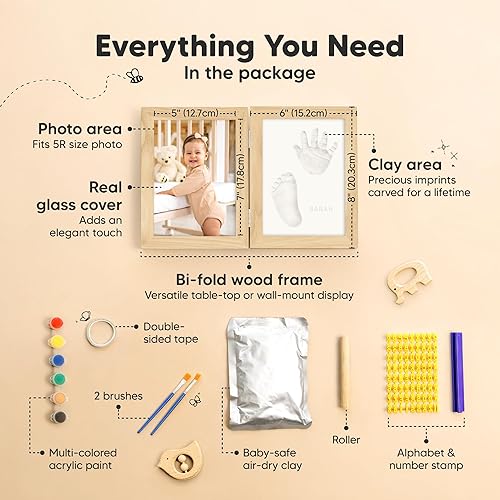 Miniatura 2 de KeaBabies Kit personalizado de huellas de manos y pies de bebé, arcilla de secado rápido - Kit de recuerdo de huellas de pies y manos para recién